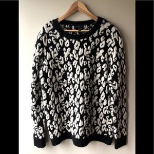 Mango Wool black/white oversized sweater Small